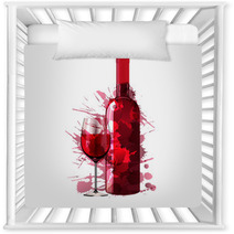 Bottle And Glass Of Wine Made Of Colorful Splashes Nursery Decor 54786841