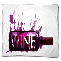 Bottle Of Wine Made Of Colorful Splashes Blankets 54671054