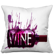Bottle Of Wine Made Of Colorful Splashes Pillows 54671054