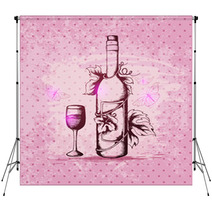 Bottle Of Wine On A Pink Background Backdrops 71042696