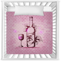 Bottle Of Wine On A Pink Background Nursery Decor 71042696