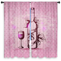 Bottle Of Wine On A Pink Background Window Curtains 71042696