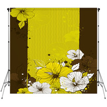 Bouquet Of Hibiscus On Grunge Background Backdrops 7495522