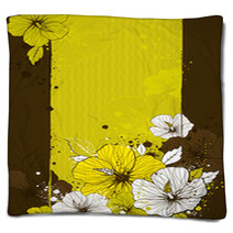 Bouquet Of Hibiscus On Grunge Background Blankets 7495522