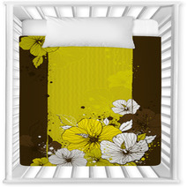 Bouquet Of Hibiscus On Grunge Background Nursery Decor 7495522