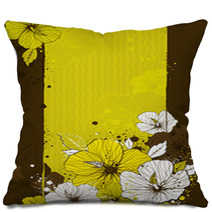 Bouquet Of Hibiscus On Grunge Background Pillows 7495522