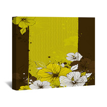Bouquet Of Hibiscus On Grunge Background Wall Art 7495522