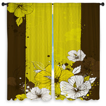 Bouquet Of Hibiscus On Grunge Background Window Curtains 7495522