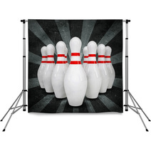 Bowling Ball Breaks Standing Pins. Grunge Style Backdrops 65184940