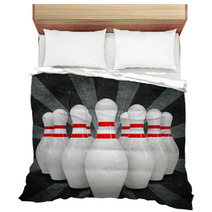 Bowling Ball Breaks Standing Pins. Grunge Style Bedding 65184940