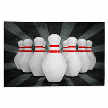 Bowling Ball Breaks Standing Pins. Grunge Style Rugs 65184940