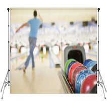 Bowling Ball Machine With Man Bowling In The Background Backdrops 8093154