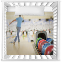 Bowling Ball Machine With Man Bowling In The Background Nursery Decor 8093154