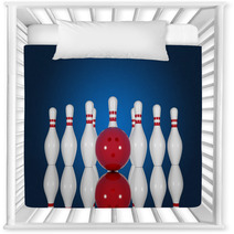 Bowling Pins And Ball On A Blue Background Nursery Decor 67634311