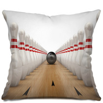 Bowling Pins And Black Ball Pillows 51969788