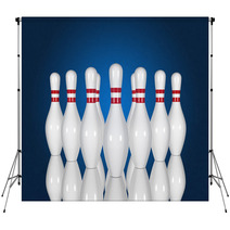 Bowling Pins On A Blue Background Backdrops 67634305