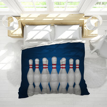Bowling Pins On A Blue Background Bedding 67634305