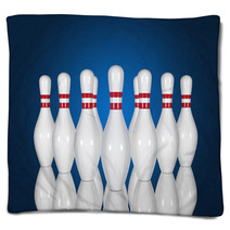 Bowling Pins On A Blue Background Blankets 67634305
