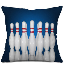 Bowling Pins On A Blue Background Pillows 67634305