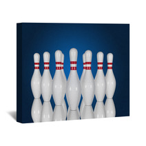 Bowling Pins On A Blue Background Wall Art 67634305