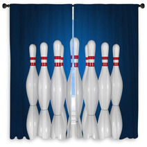 Bowling Pins On A Blue Background Window Curtains 67634305