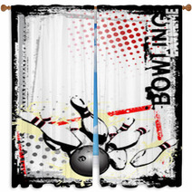 Bowling Poster 2 Window Curtains 38249031