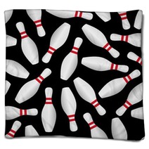 Bowling Skittle Black Seamless Vector Pattern Eps10 Blankets 89926473