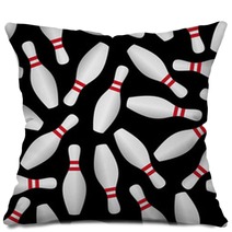 Bowling Skittle Black Seamless Vector Pattern Eps10 Pillows 89926473