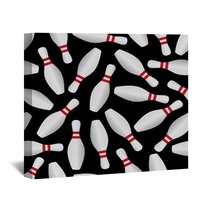 Bowling Skittle Black Seamless Vector Pattern Eps10 Wall Art 89926473