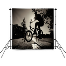 Boy Jumping Over Bench  On Bmx Backdrops 33606175