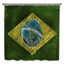 Brasil Flag Sketch Soccer Edition Bath Decor 59772735