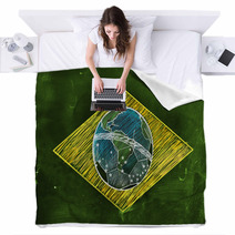 Brasil Flag Sketch Soccer Edition Blankets 59772735