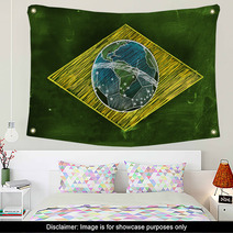 Brasil Flag Sketch Soccer Edition Wall Art 59772735