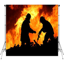 Brave Firefighters In Silhouette Backdrops 14957355