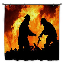 Brave Firefighters In Silhouette Bath Decor 14957355