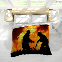Brave Firefighters In Silhouette Bedding 14957355