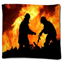 Brave Firefighters In Silhouette Blankets 14957355