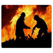 Brave Firefighters In Silhouette Rugs 14957355