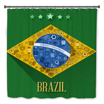 Brazil Flag With Soccer Symbol Bath Decor 65430242