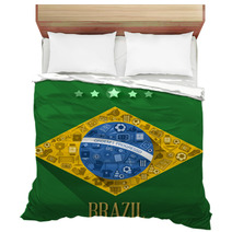 Brazil Flag With Soccer Symbol Bedding 65430242