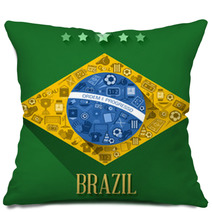 Brazil Flag With Soccer Symbol Pillows 65430242