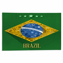 Brazil Flag With Soccer Symbol Rugs 65430242