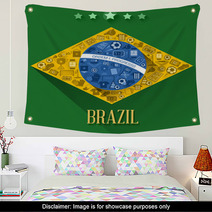 Brazil Flag With Soccer Symbol Wall Art 65430242