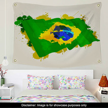 Brazil Splatter Flag Wall Art 61126238