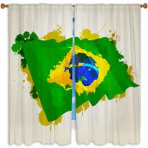 Brazil Splatter Flag Window Curtains 61126238