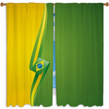 Brazilian Left Side Yellow Color Brochure Cover Vector Window Curtains 49254298