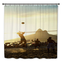 Brazilians Playing Volleyball Rio De Janeiro Brazil Sunset Bath Decor 61057537