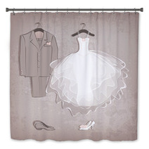Bride Dress And Groom's Suit On Grungy Background Bath Decor 55472439