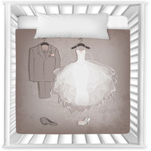 Bride Dress And Groom's Suit On Grungy Background Nursery Decor 55472439