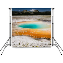 Bright Blue Hot Spring In Yellowstone Backdrops 73116241